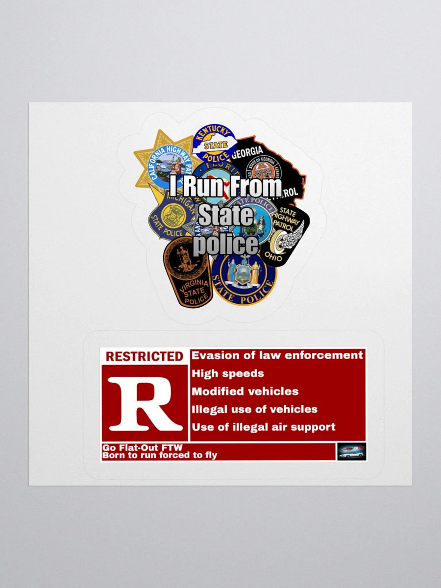 I RUN FROM STATE POLICE Sticker product image (1)