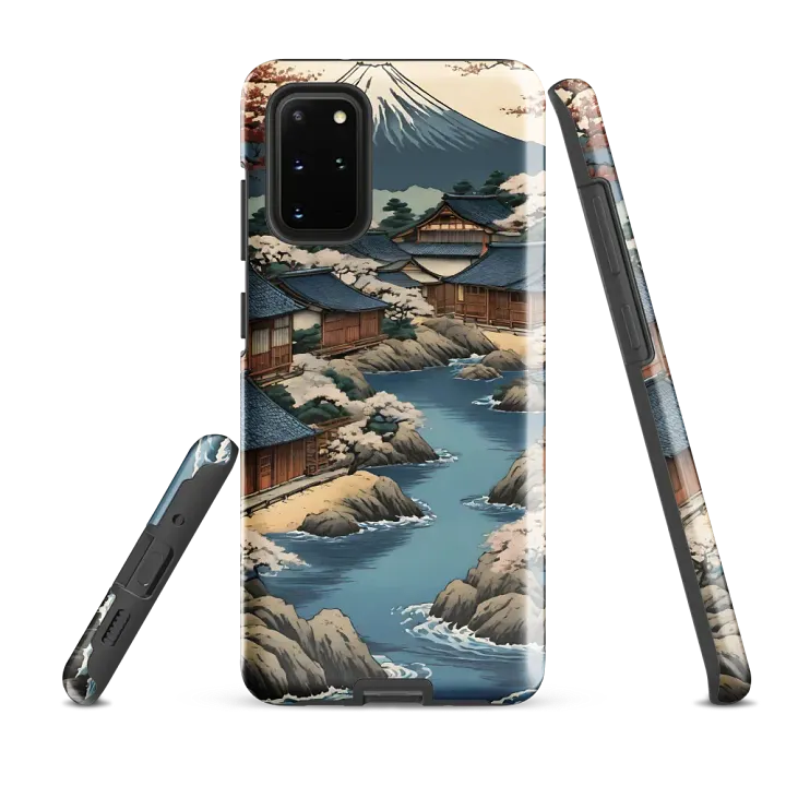 Tough Phone Case for Samsung® - Japanese Village in Shades of Blue and Brown product image (5)