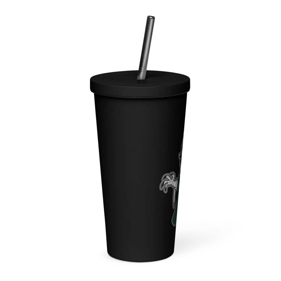 "Mirror-faced" tumbler with straw product image (4)