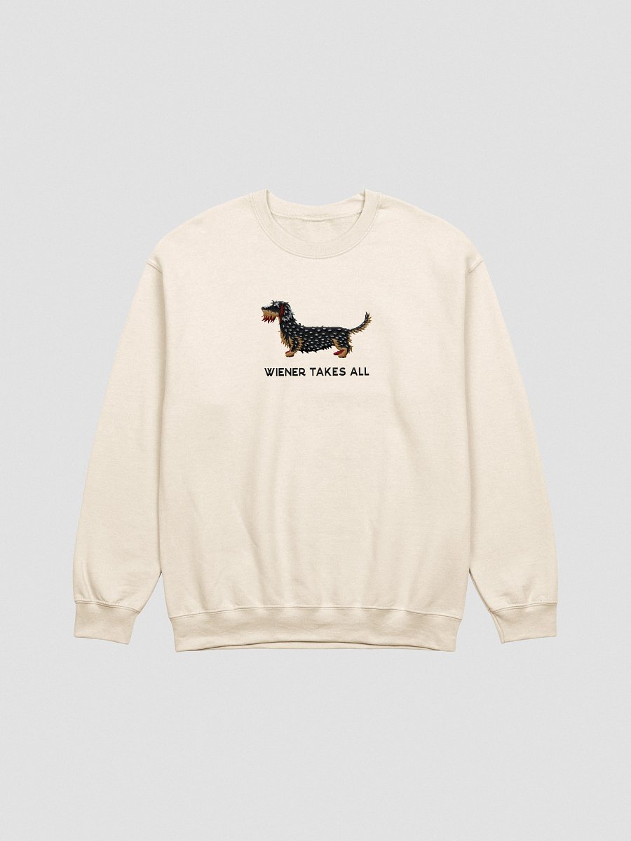 Wiener Takes All Sweatshirt (Embroidered) of a Wirehaired Dachshund(Salt & Pepper) product image (16)