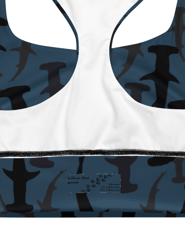 Hammerhead Sharks - Dark Ocean - Recycled Polyester - Longline Sports Bra product image (7)