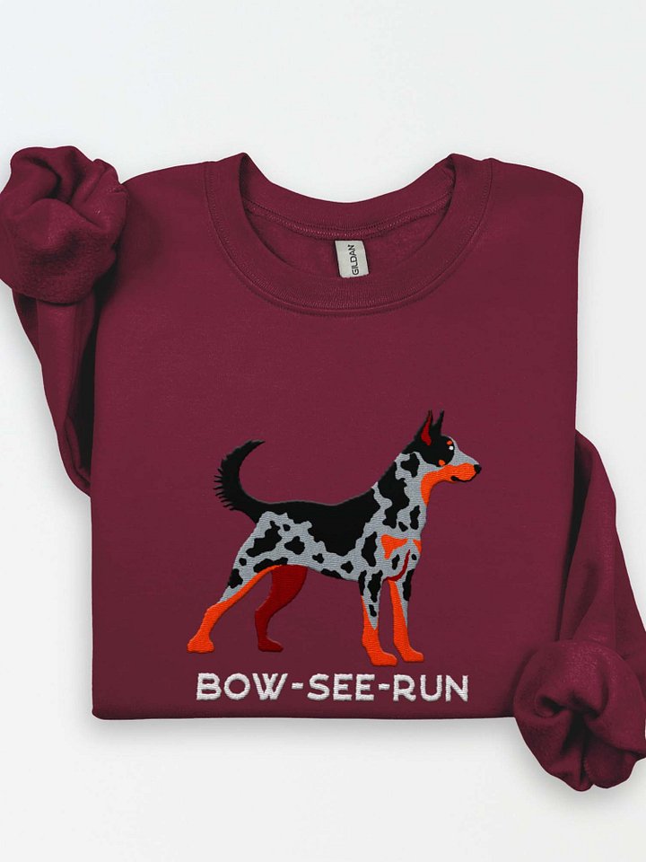 Bow-See-Run Sweatshirt (Embroidered) of a Beauceron(Harlequin, Cropped Ears) product image (1)