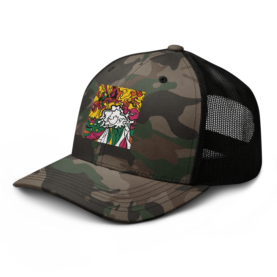 Vibrant Swirl Camo Trucker Hat - Wave at Sunset product image (4)