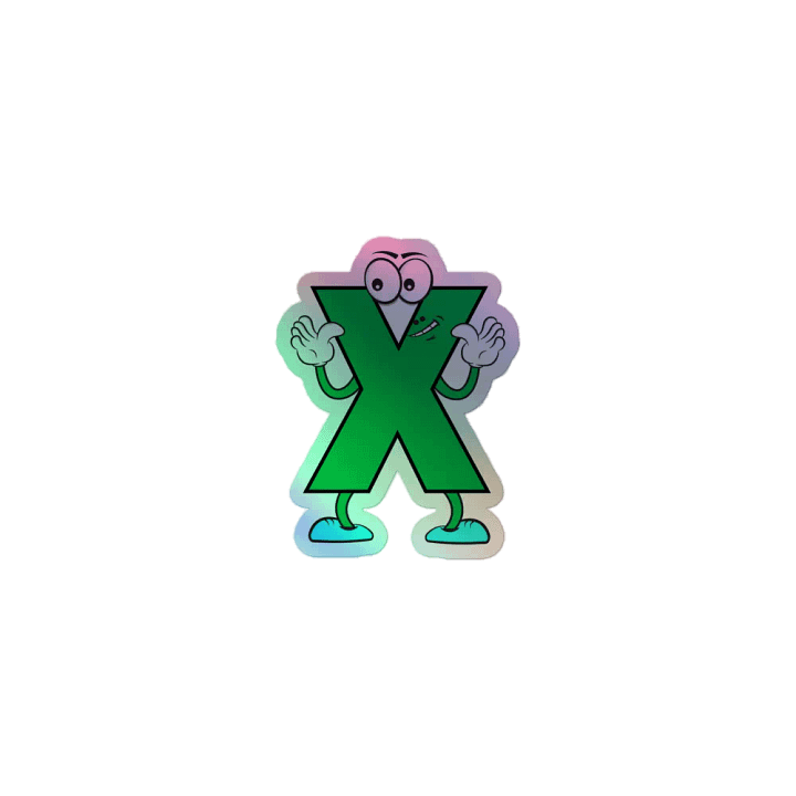 X Letter Cartoon Character Holographic Sticker product image (1)