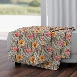 Seamless Pattern - Painted Flowers in Shades of Yellow and Pink on a Textured Khaki Background product image (4)