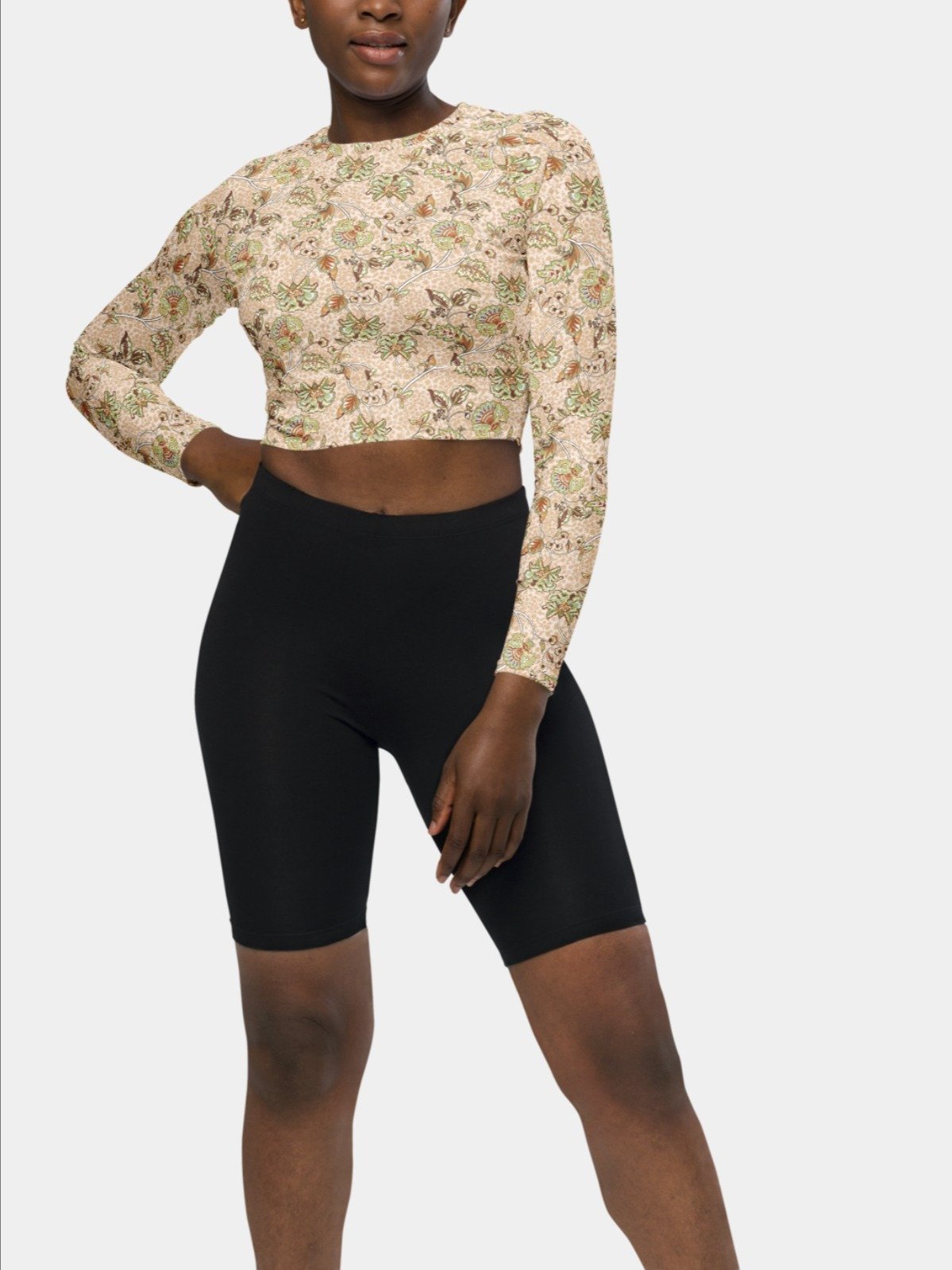 Recycled Crop Top "Elegant Neutral Beige Chintz" product image (4)