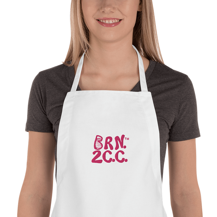 🦞BRN.2C.C.™ | Embroidered Apron | Coastal Cooking Vibes | Pink Logo product image (3)