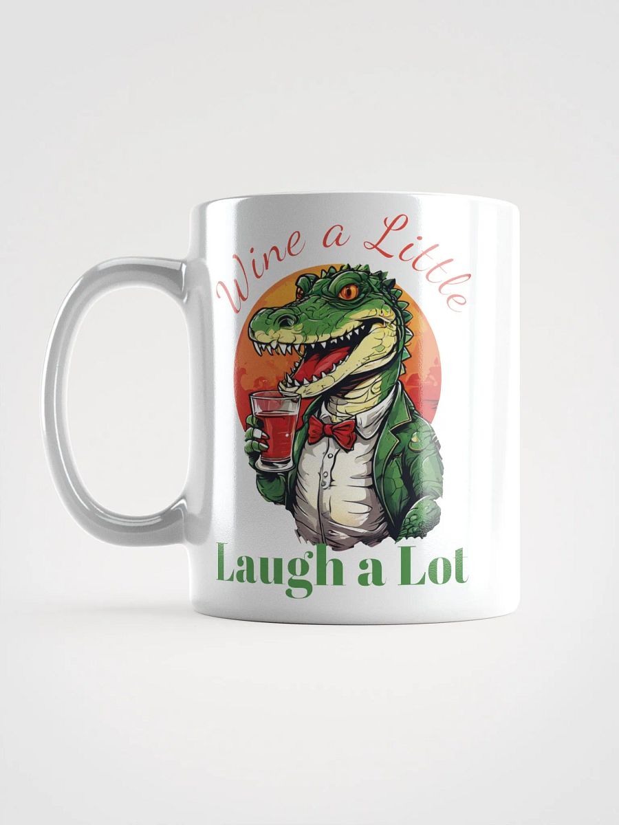 Wine a Little, Laugh a Lot - Unique Funny White Glossy Mug | Cheerful Crocodile with Wine | Perfect Gift for Wine Lovers product image (16)