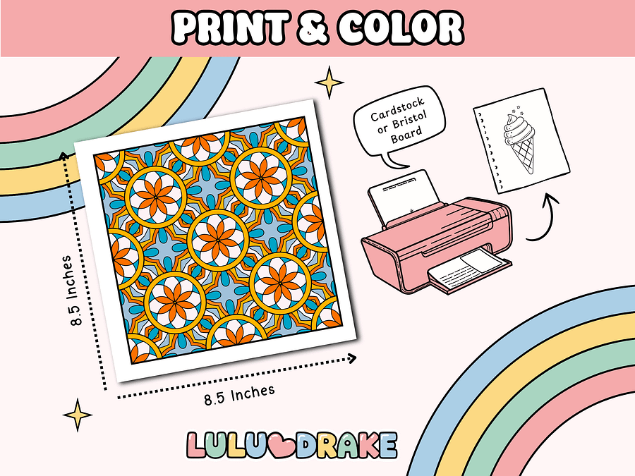 Relaxing Patterns Coloring Complete eBook, 50 Pages | ★ DIGITAL ★ product image (4)
