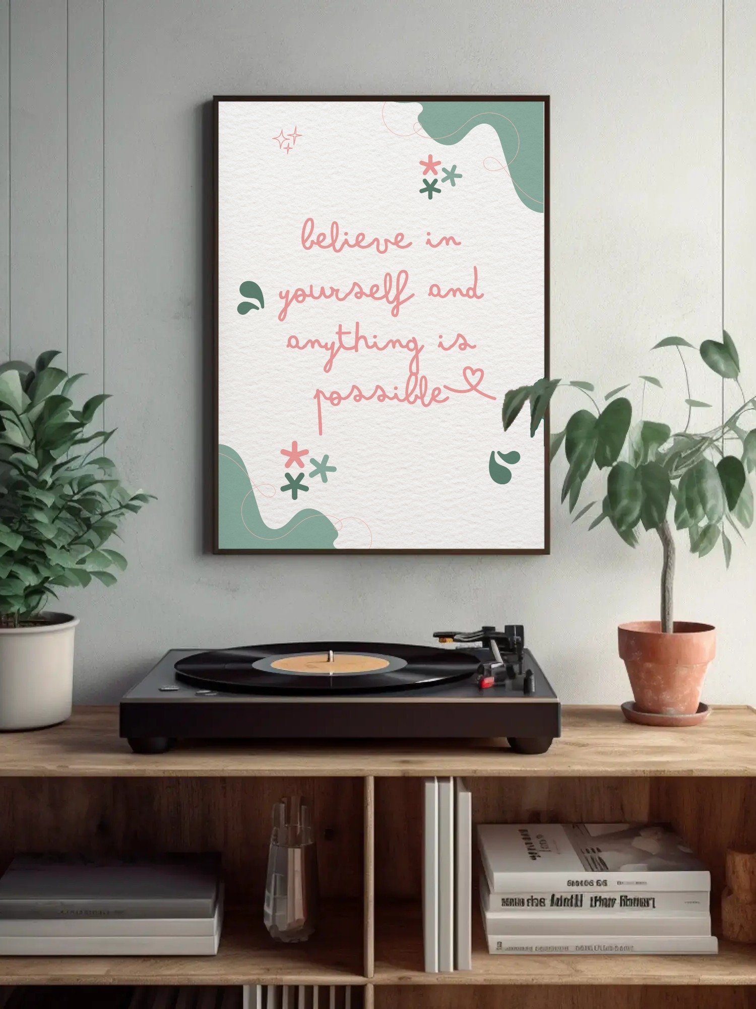Inspirational Quote Wall Art - 'Believe in Yourself' Motivational Poster, Minimalist Home Decor, Positive Affirmation Print Gift Present product image (4)