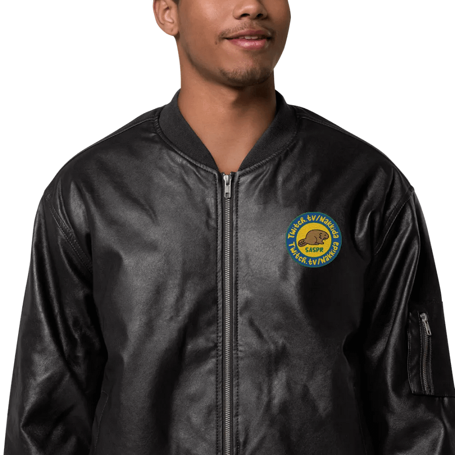 Embroidered SASPR Faux Leather Bomber product image (3)