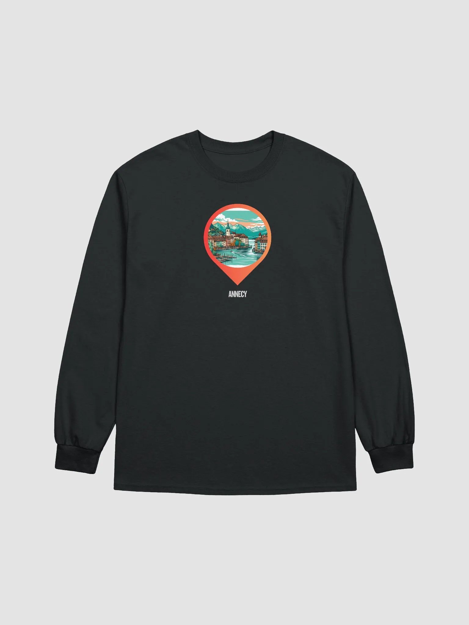Gildan Ultra Cotton Long Sleeve T-Shirt | AI Design Annecy city product image (2)
