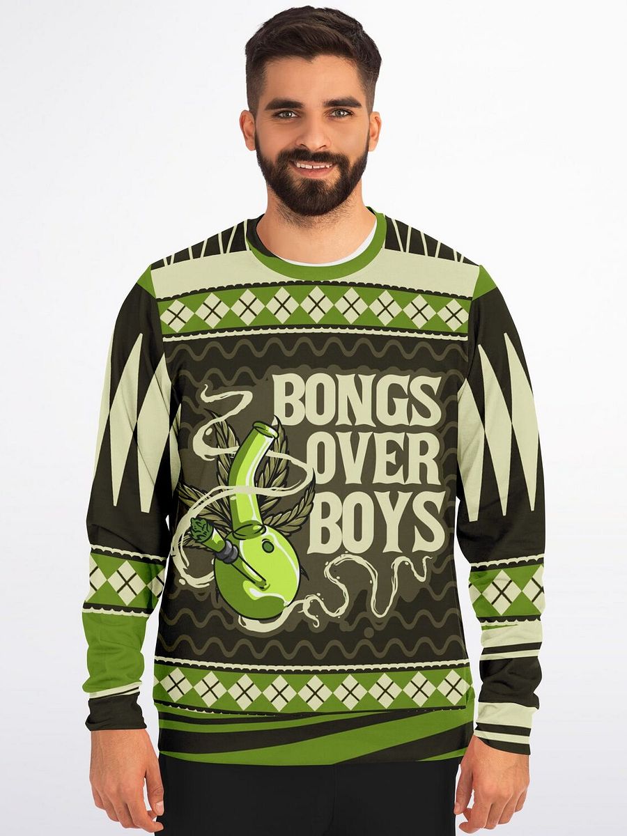 Funny 420 Christmas Sweatshirt | Green Holiday Party Sweater | Casual Winter Party Outfit product image (7)