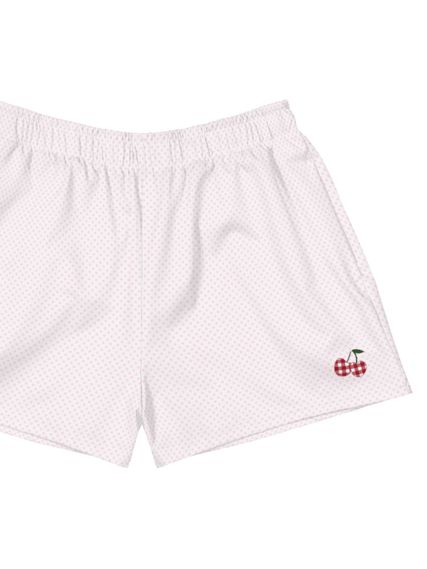 Women's Gingham Cherry Athletic Shorts With Pink Polka Dots product image (1)