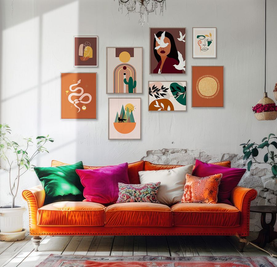 Girl with Birds BOHO Gallery Wall Set of 8 DIGITAL Prints product image (1)