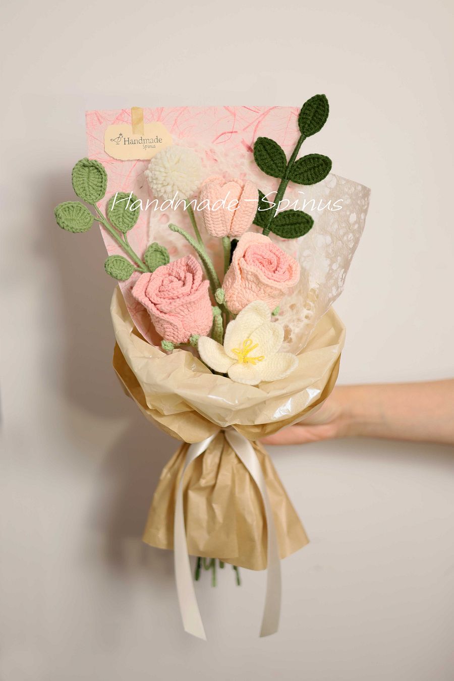 Pink Velvet Cloud Crochet Knit Bouquet product image (4)