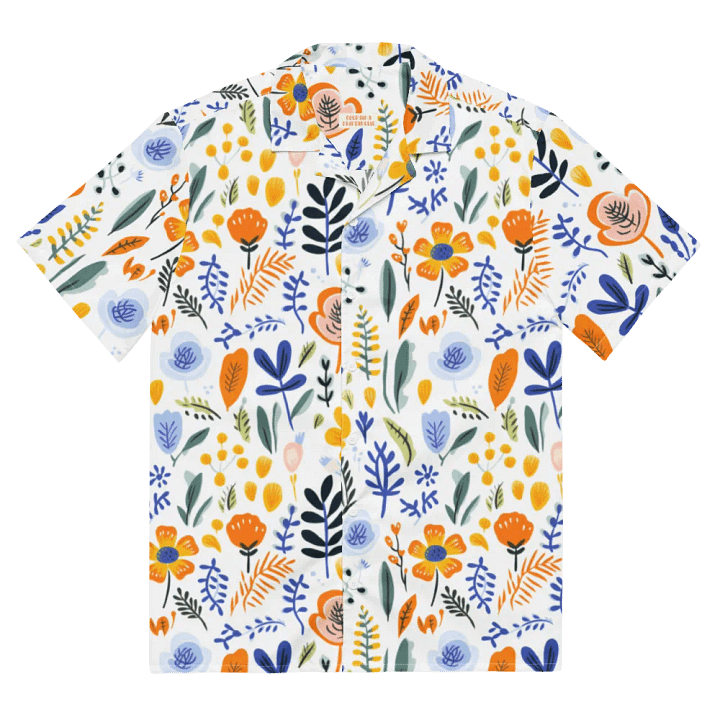 Retro Flowers Blue Hawaiian Shirt product image (2)
