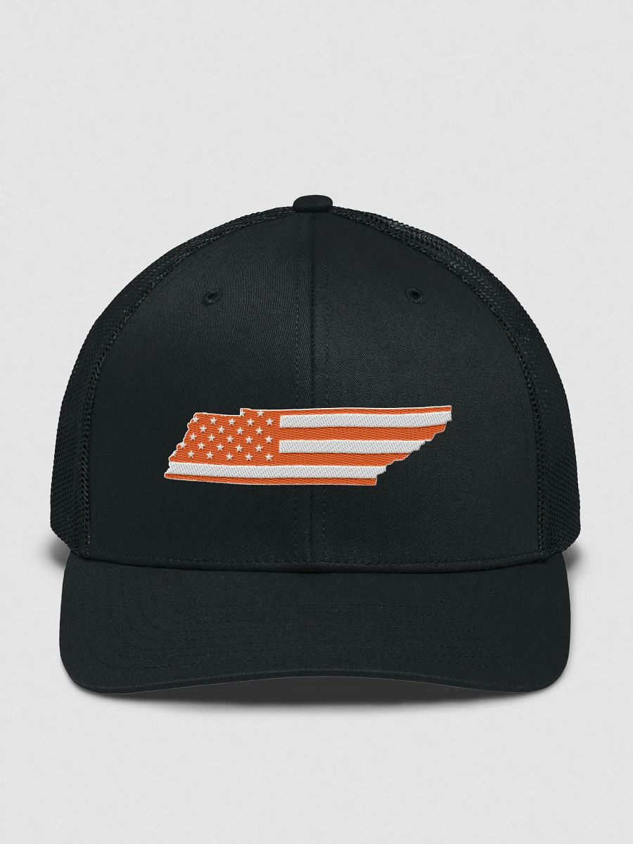 Orange American Flag Tennessee State Trucker Hat product image (1)