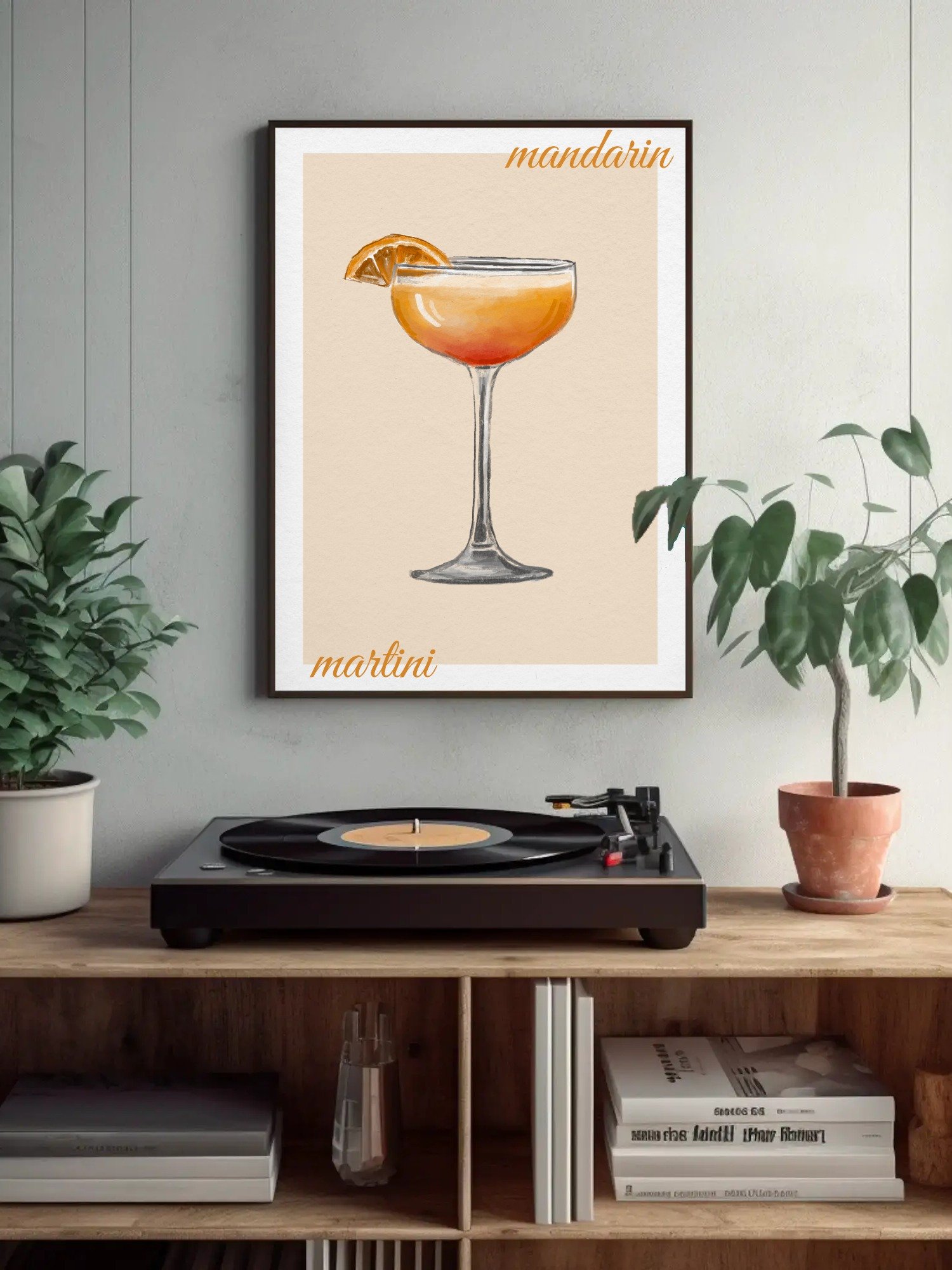 Mandarin Martini Cocktail Art Print - Watercolor Drink Illustration, Modern Bar Decor, Vibrant Kitchen Wall Art, Martini Lover Gift product image (4)