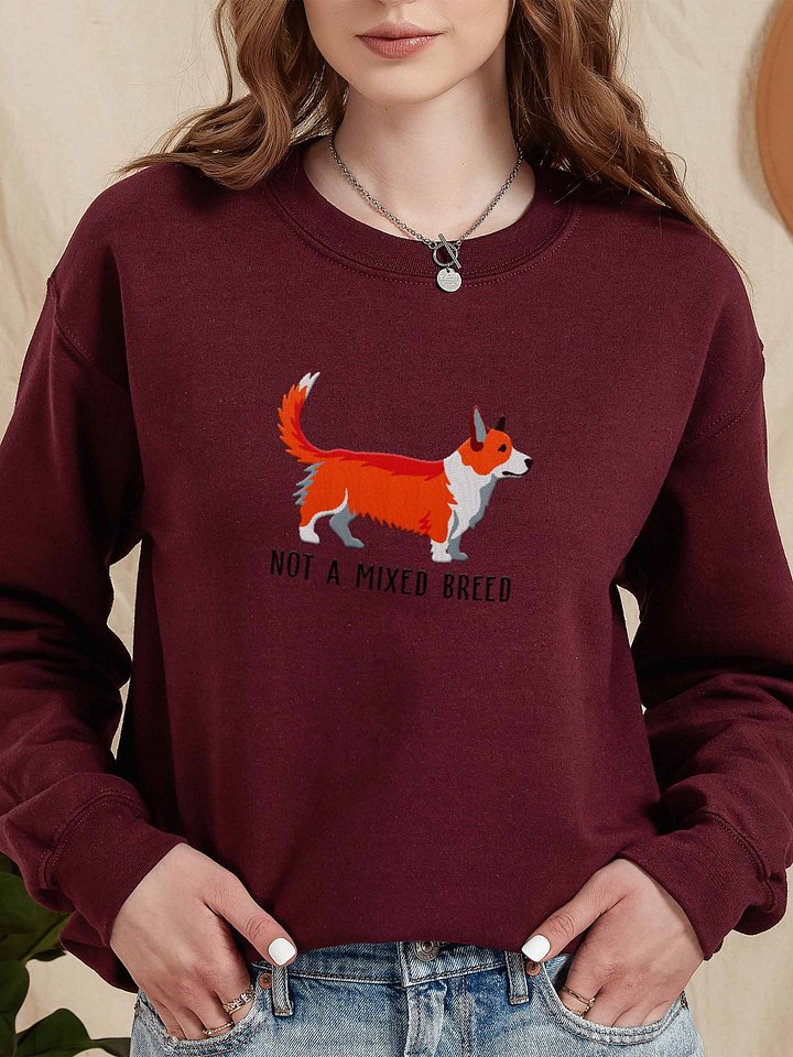 Not a Mixed Breed Sweatshirt (Embroidered) of a Cardigan Welsh Corgi(Red) product image (2)