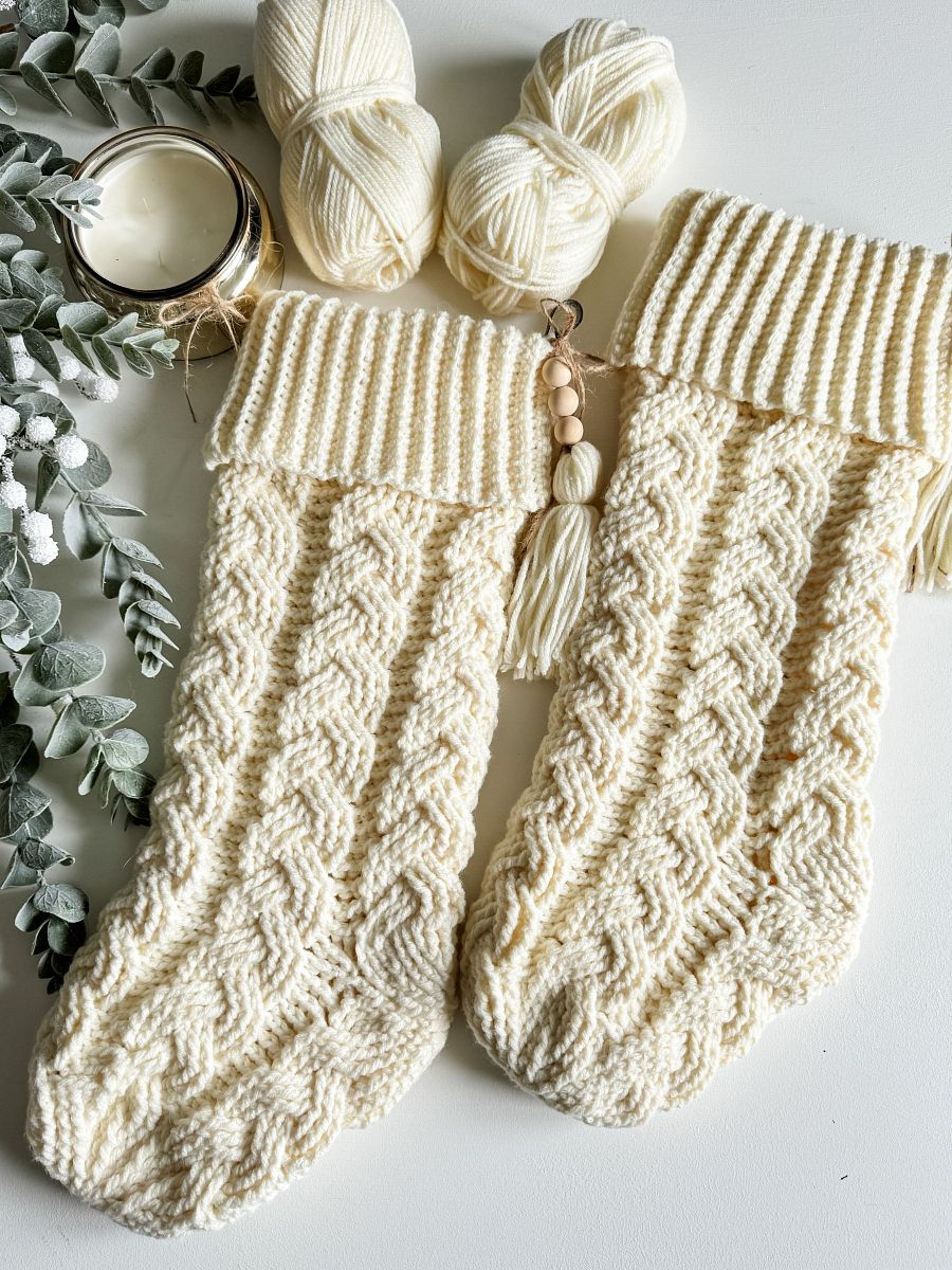 Cozy Cottage Cable Stocking Crochet Pattern product image (4)