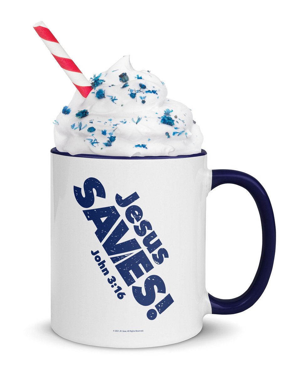 Jesus SAVES! John 3:16, Mug with Dark Blue Color Inside product image (5)