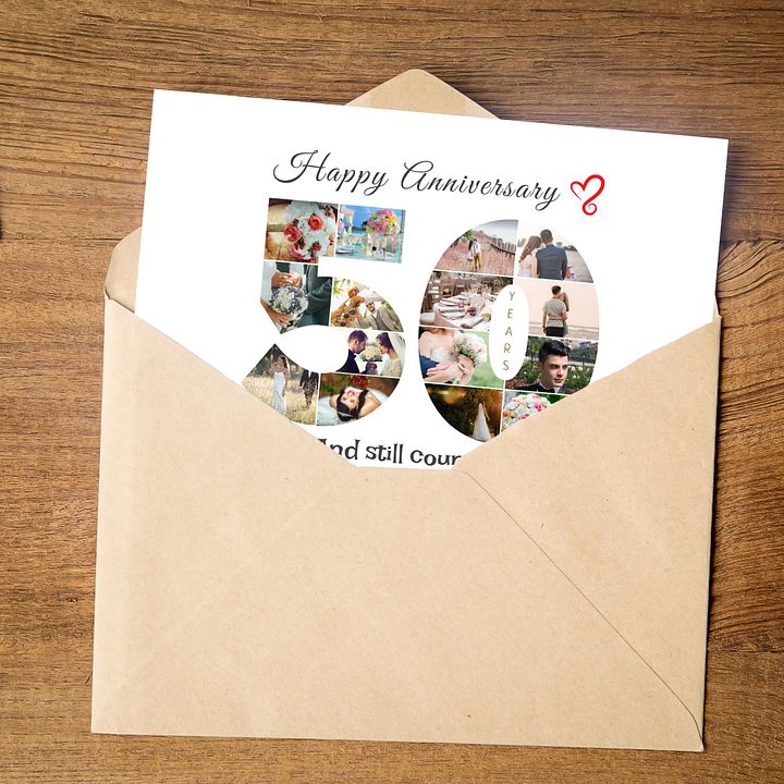 50 Year Anniversary Photo Card Editable Canva Template product image (2)