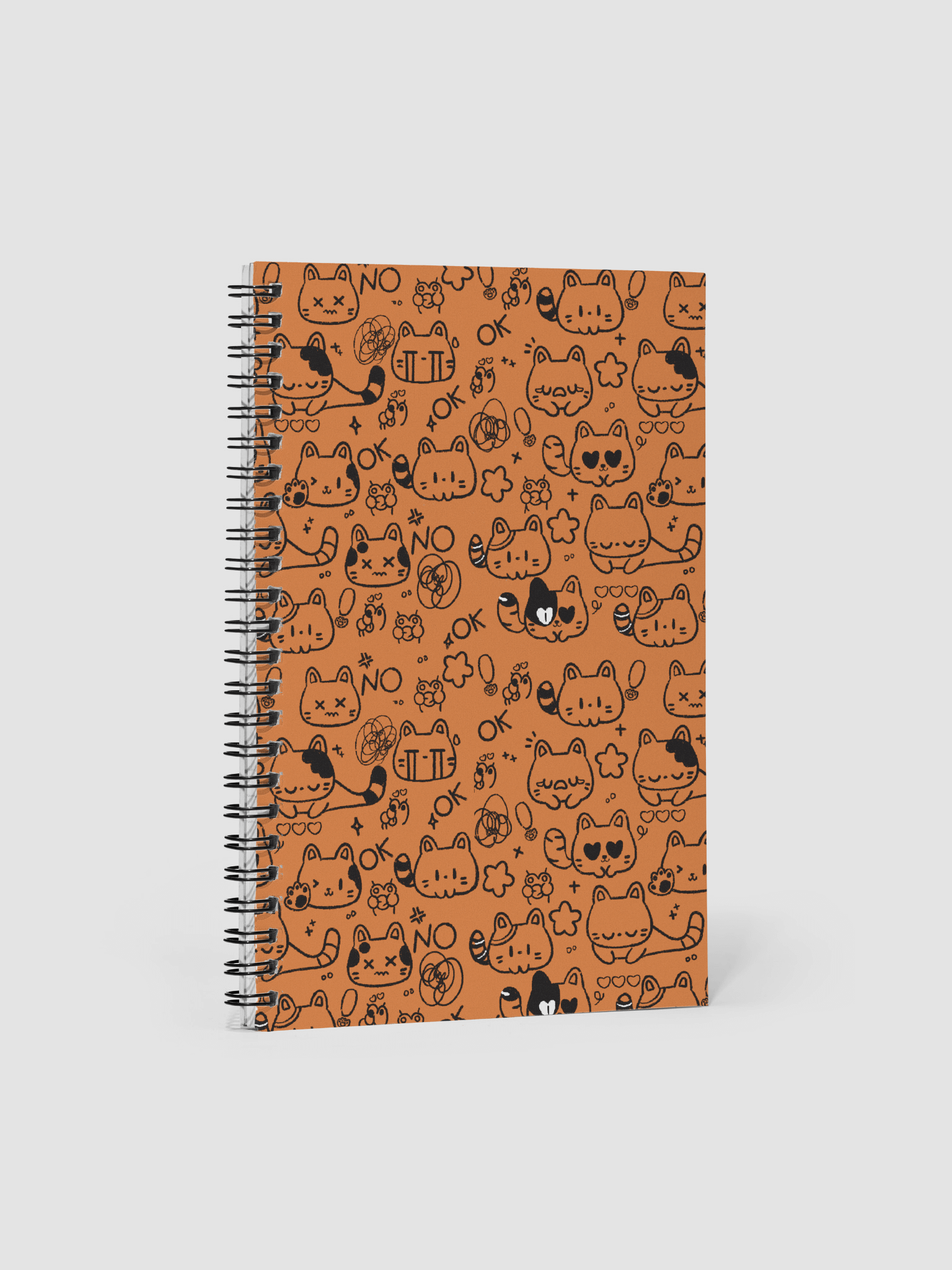 Cute Cat Doodles – Orange Spiral Notebook product image (1)