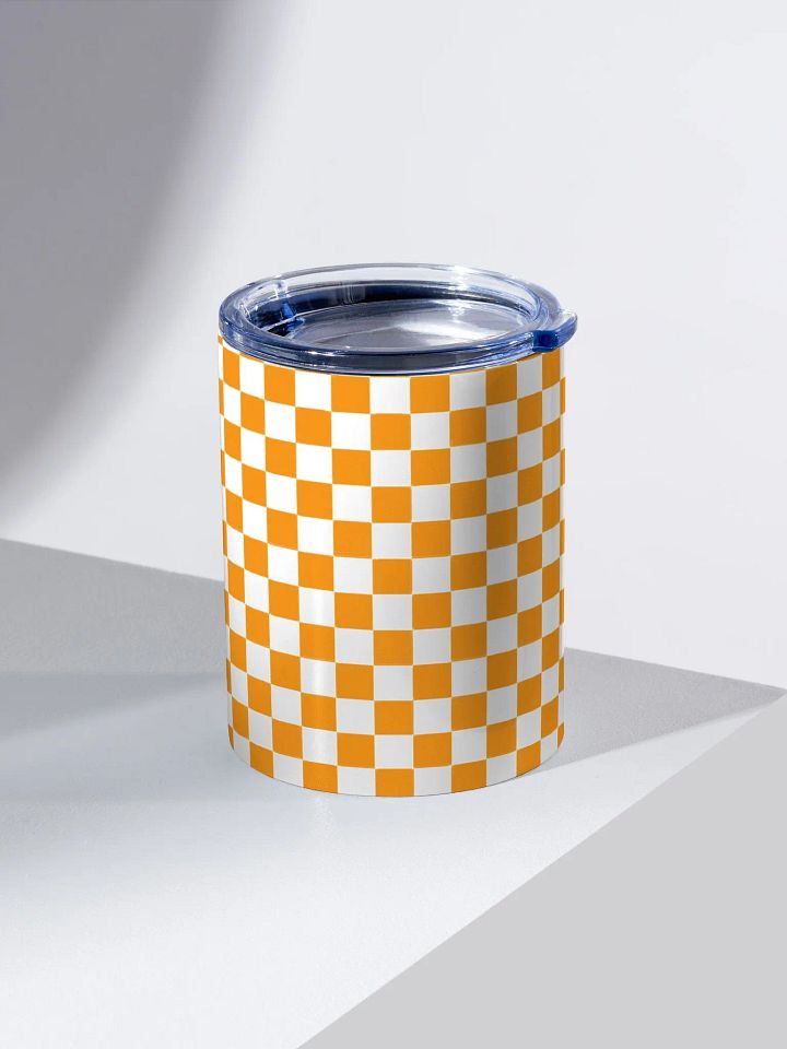 Checkered! Orange and White Checkers 10 oz Stainless Steel Tumbler product image (2)