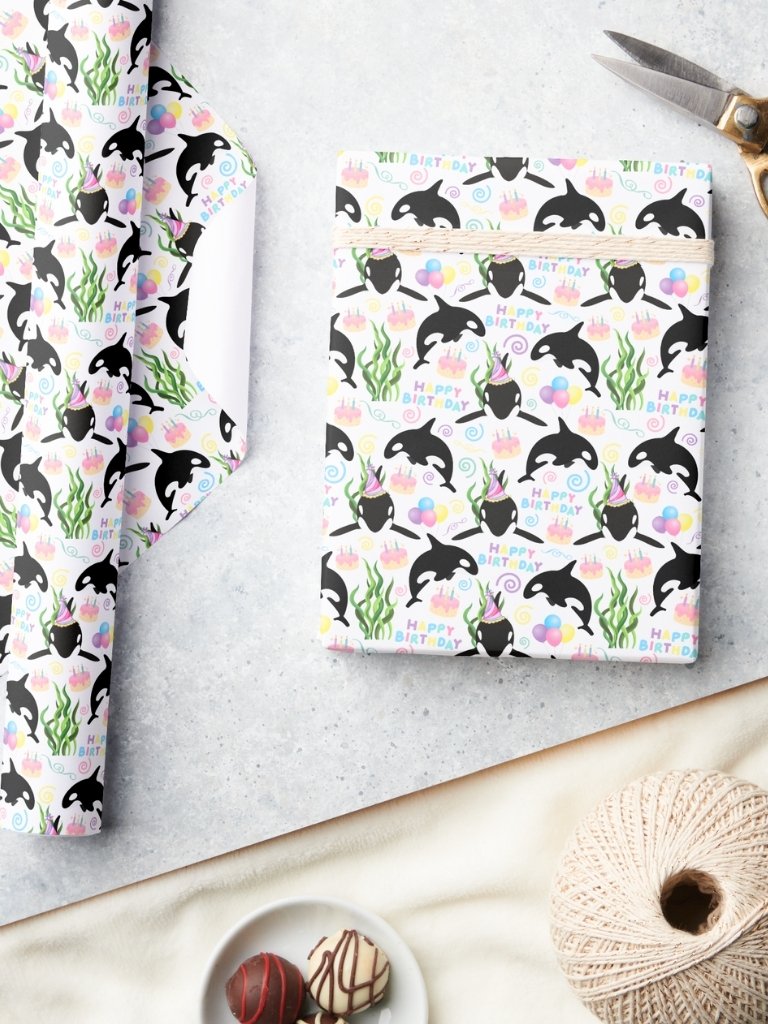 Orca Birthday Wrapping Paper product image (3)