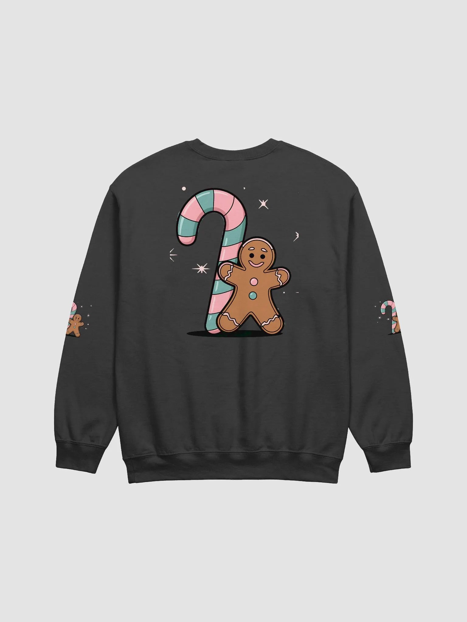 Festive Candy Cane and Gingerbread Man Crewneck Sweatshirt product image (3)