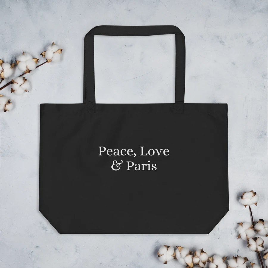 Peace, Love and Paris Organic Tote Bag Black product image (4)