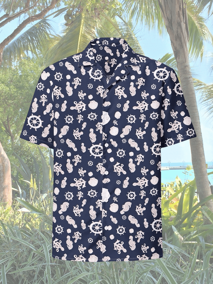 Navy Nautical Hawaiian Shirt product image (1)