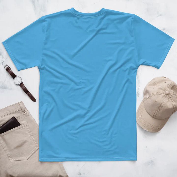 Plain Sky-Blue True Summer Men's Crewneck Polyester Heavyweight Premium T-Shirt by Treasure Pie product image (2)