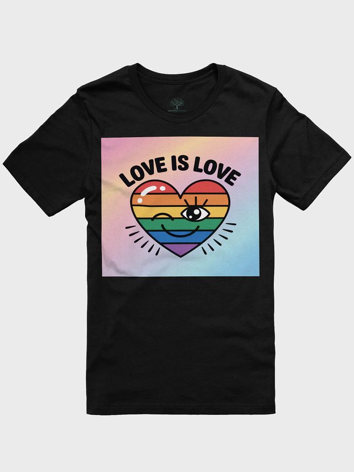 Love is Love Pride T-Shirt | Graphic Grove | Celebrate Equality with Rainbow Heart Design product image (3)