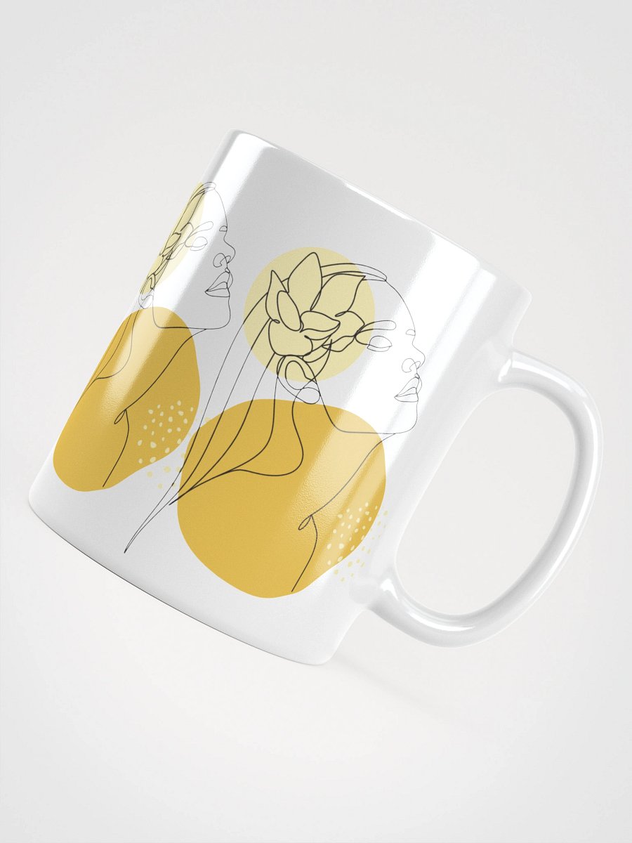 Mug Blanc Equilibre Femme Jaune Miel - Joie Rayonnante - Idée Cadeau Raffiné product image (4)