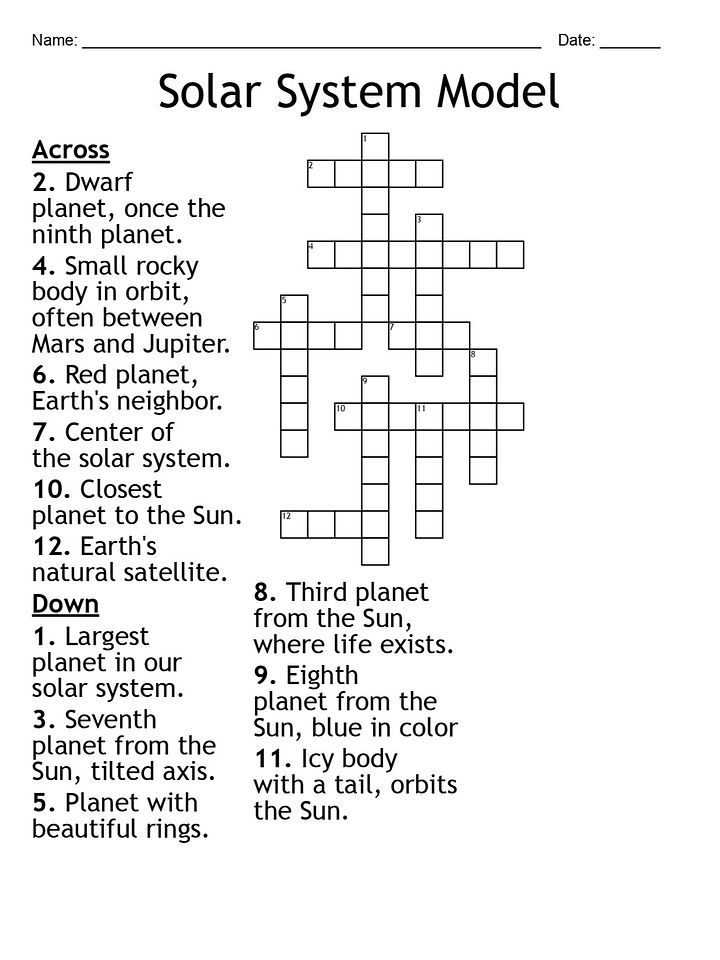 Solar System Model Crossword Puzzle product image (1)
