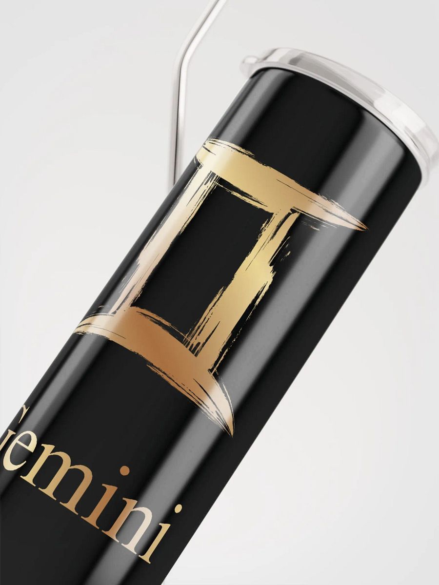 Black Gemini Zodiac Stainless Steel Tumbler - Gold Gemini Sign Elegance product image (5)