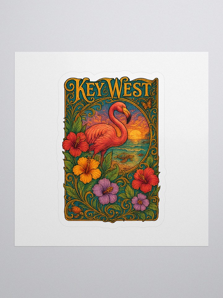 Kiss-Cut Key West Tropical Sticker with Flamingo and Hibiscus product image (2)