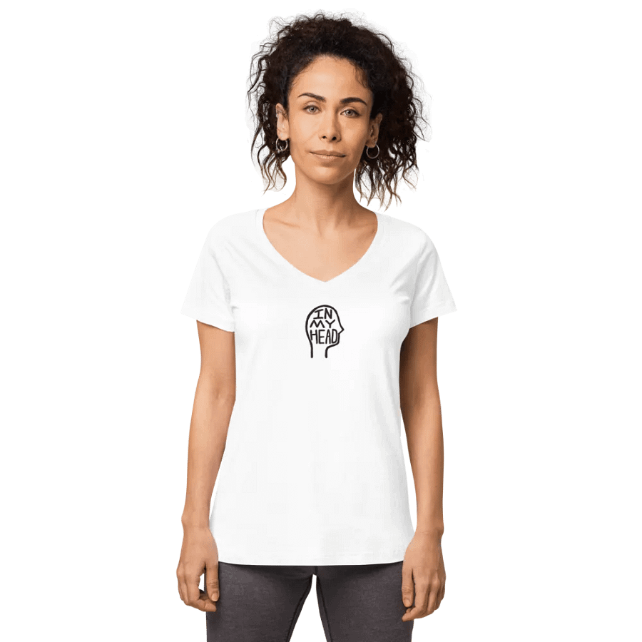 In My Head embroidered women's fitted v-neck tee product image (2)