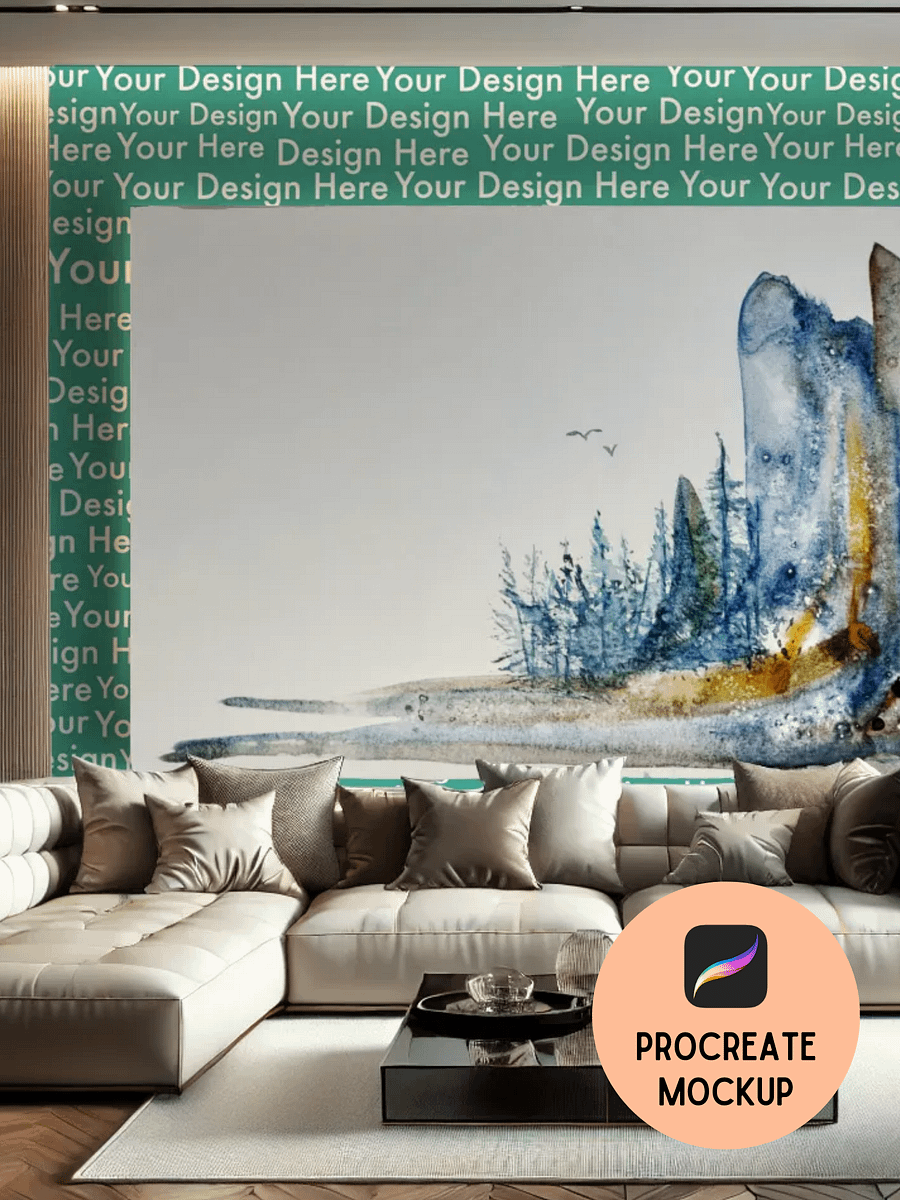 Procreate Mockup – Elegant Living Room Scene for Wallpaper & Art Prints + Business Guide |MaddaMom 250201) product image (3)