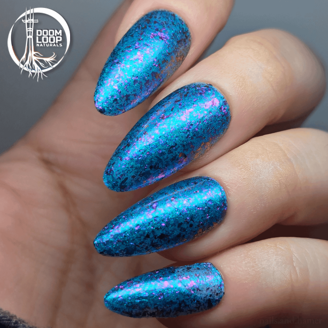 PRESTIDIGITATION - Metallic Teal and Shifting Violet-Blue-Pink Flakes Nail Polish product image (2)