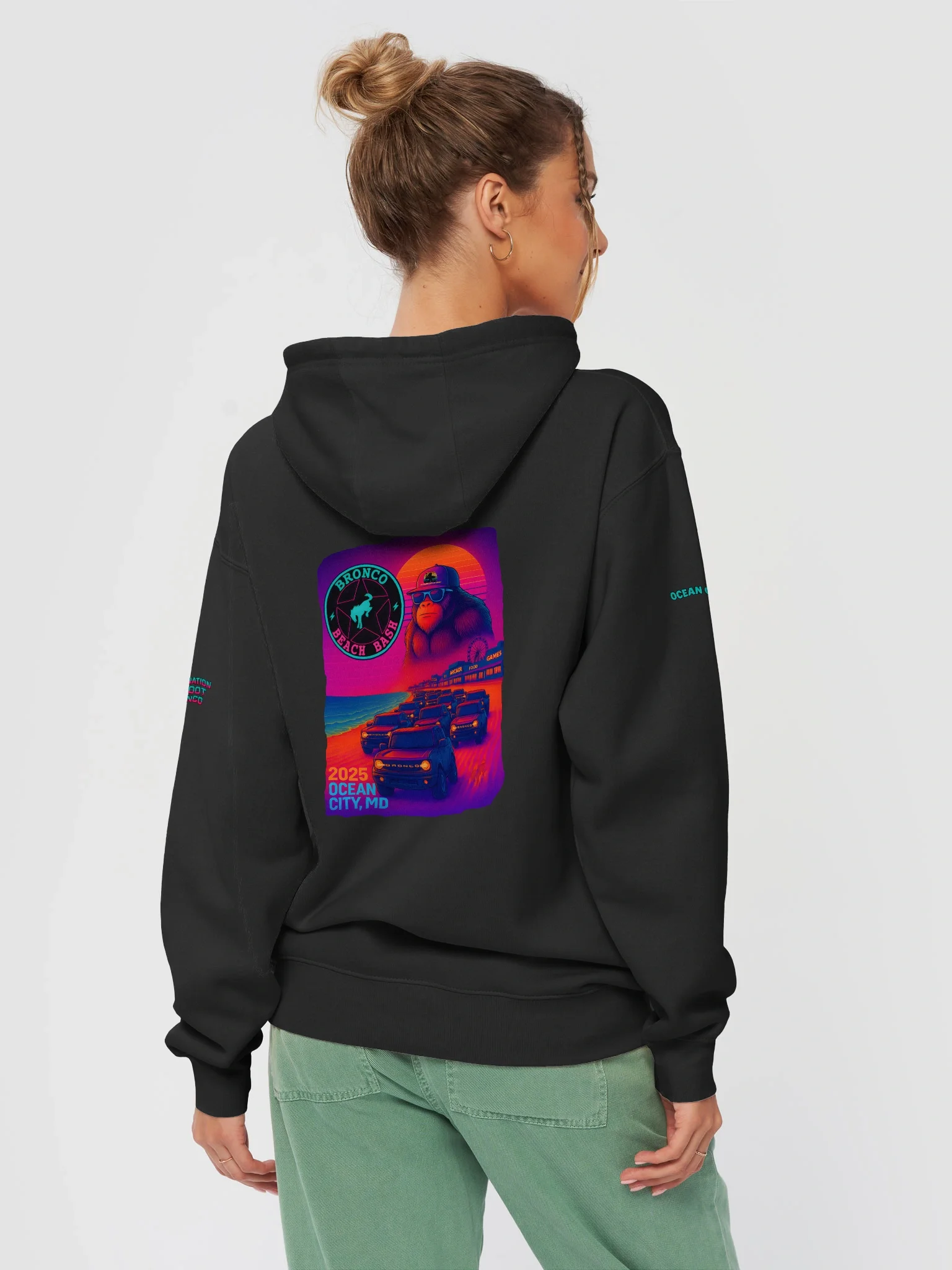 2025 Bronco Beach Bash Ocean City / Destination Bigfoot Bronco Collab Full Frontal Hoodie (Multiple Colors Available) product image (28)
