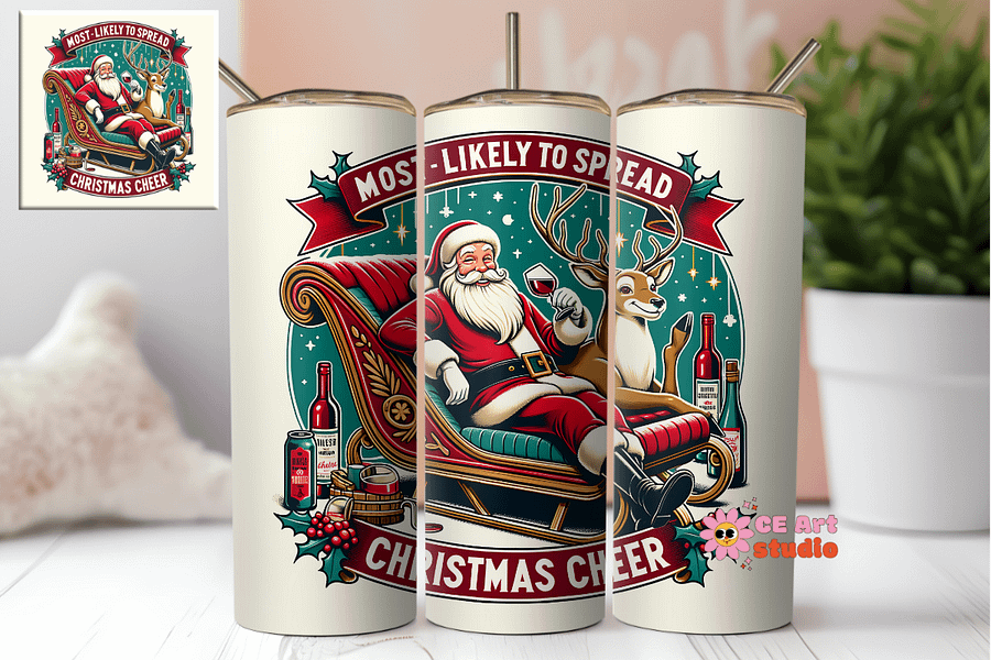 Most Likely to Spread Christmas Cheer Tumbler Wrap PNG product image (1)