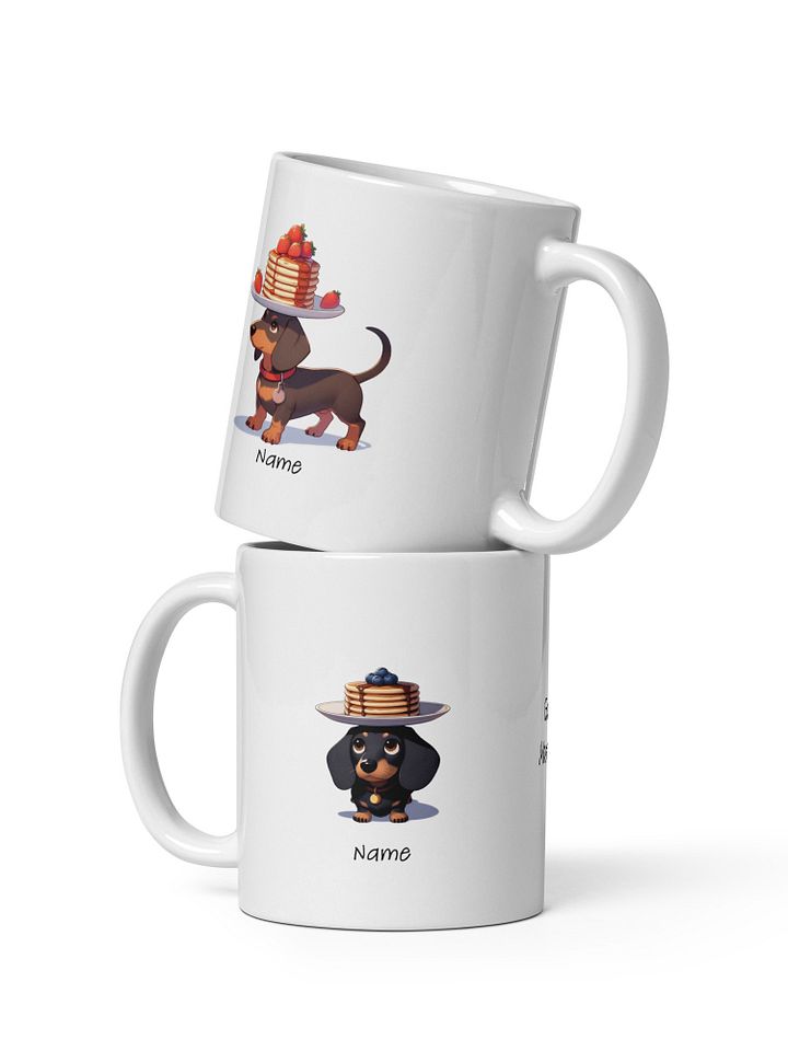 Personalized Sausage Dogs and Pancakes White Glossy Mug product image (1)