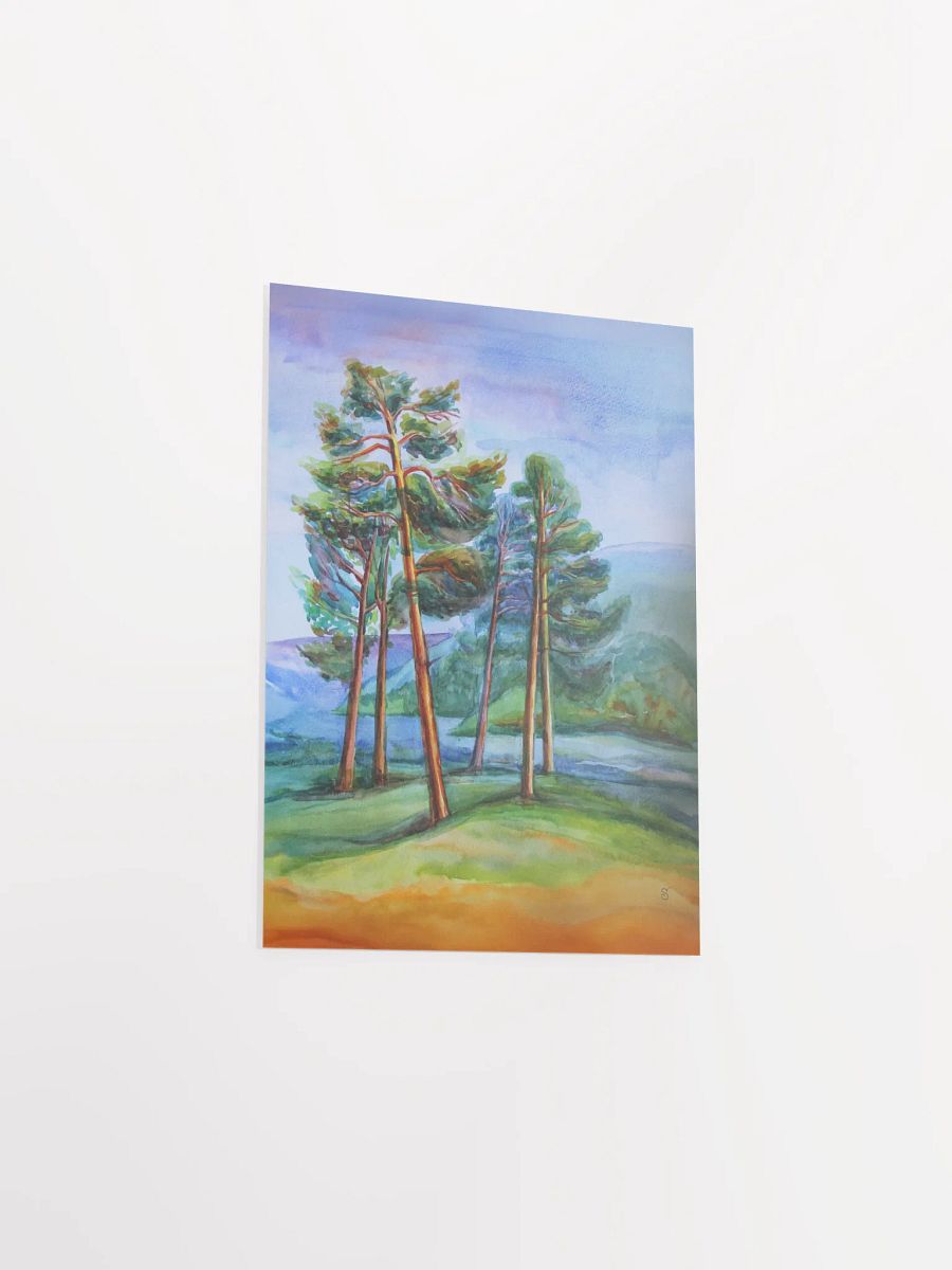 Tranquil Serenity Watercolor Poster - Pine Forest and Hills product image (8)