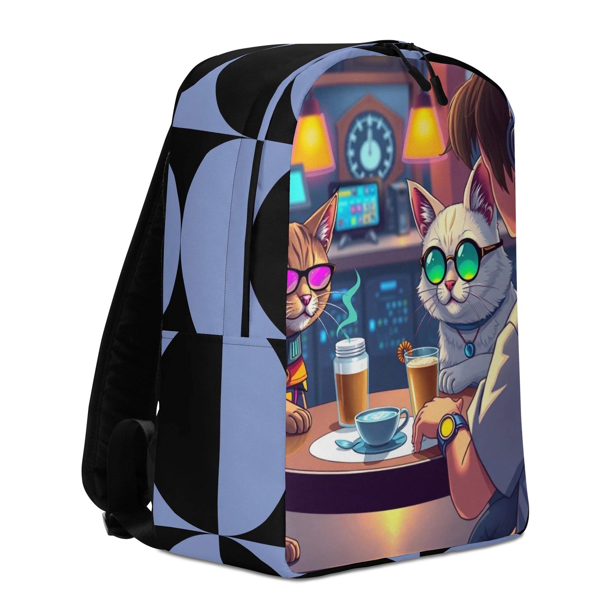 Minimalist Backpack - Chill Mode: Futuristic Cats & Coffee Vibes product image (3)