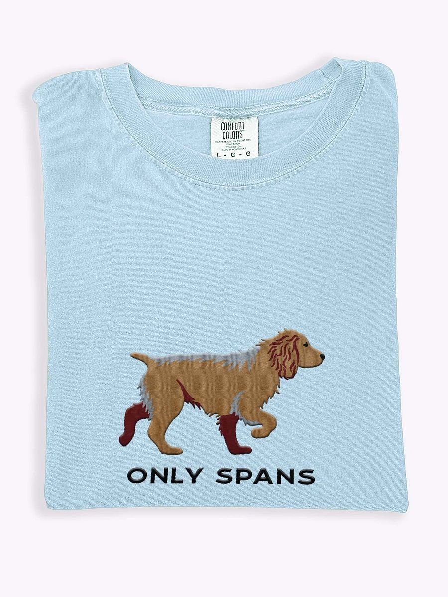 Only Spans T-Shirt(Embroidered) of a Working Cocker Spaniel(Tan) product image (1)