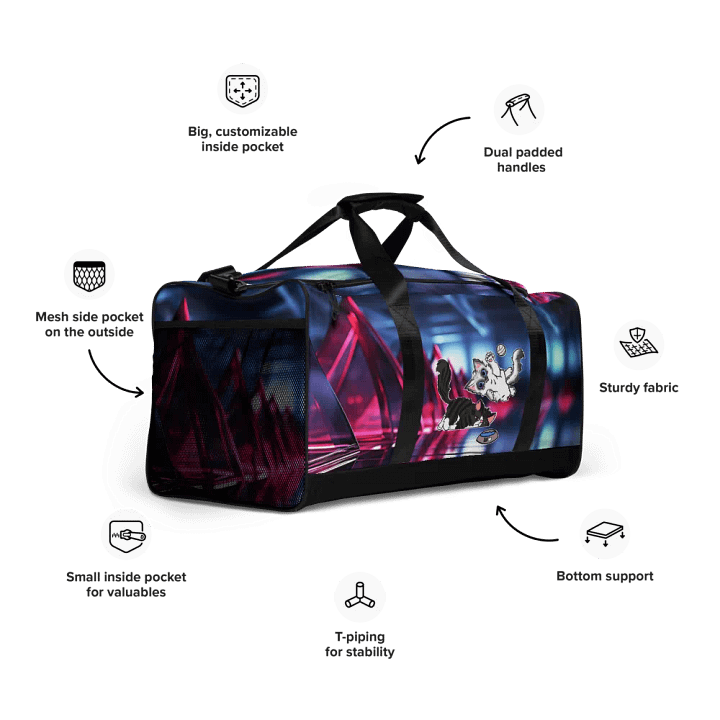 Blue/Pink All-Over Print Duffle Bag : Luigi & Ariel Logo product image (2)