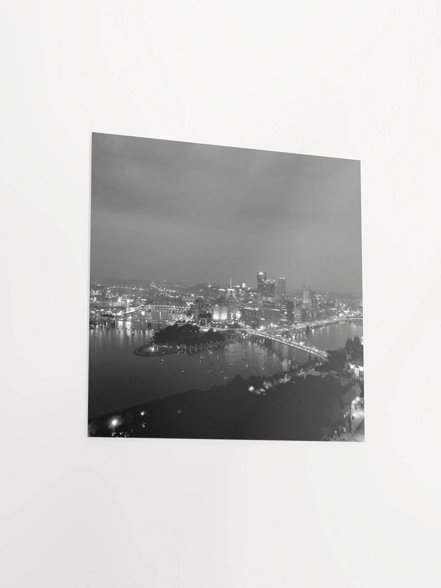 Pittsburgh - Downtown at Night - Black & White (poster) product image (7)